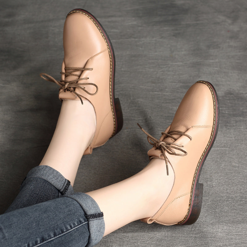 Women Retro Leather Soft Casual Shoes Newgew Shoes