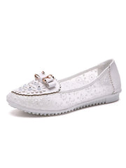 Elegant Applique Bowknot Decor Wedding Bridal Shoes Lace Split Joint Ballet Flats NewGew