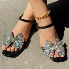 Casual Patchwork With Bow Rhinestone Square Comfortable Out Door Shoes NewGew