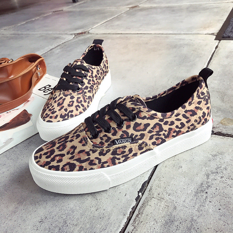 Style Leopard Print With Female Soft Canvas Shoes Newgew