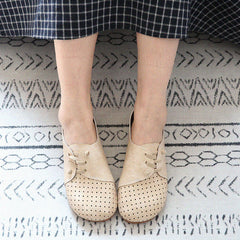 Women Retro Hollow Round Head Flats Newgew Shoes