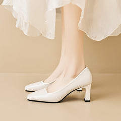 Women Casual Stylish Minimalist Chunky Heel Pumps Newgew Shoes