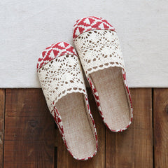 Women Retro Hollow Canvas Summer Casual Slides Newgew Shoes