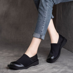 Women Retro Leather Elastic Casual Shoes Newgew Shoes