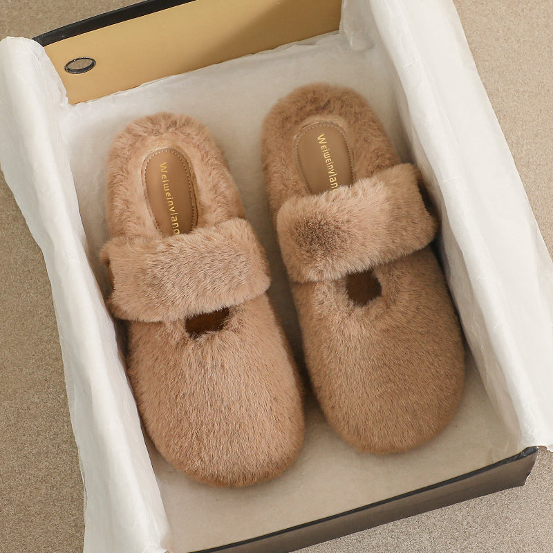 Women Minimalist Soft Fur Flat Casual Slippers Newgew Shoes