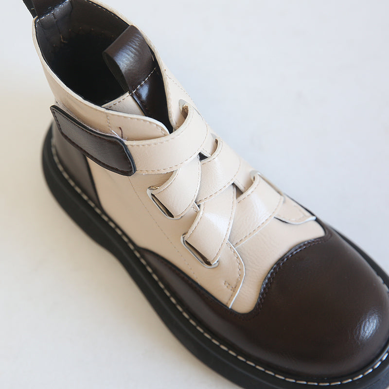 Women Retro Plaited Velcro Tape Boots Newgew Shoes