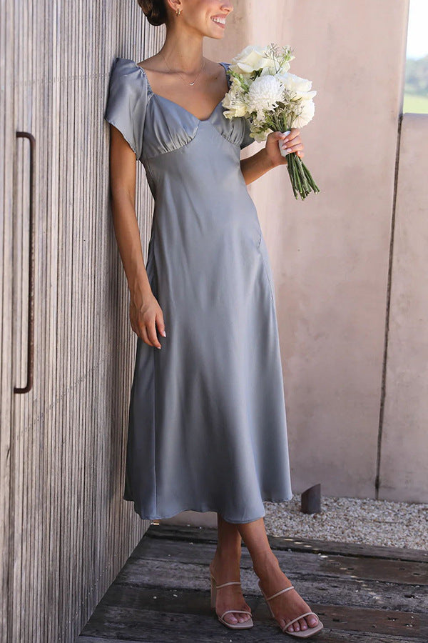 Side Split Midi Dress: Off The Shoulder Flutter Sleeve Newgew Dresses