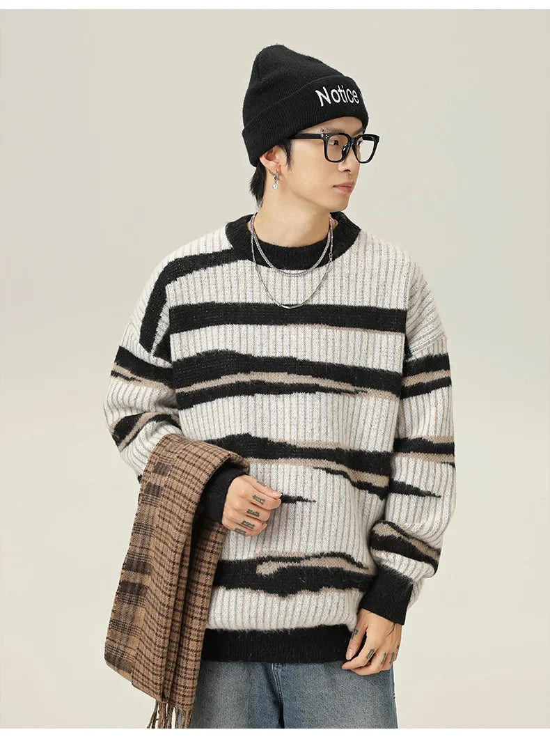 Abstract Stripe Sweater Newgew