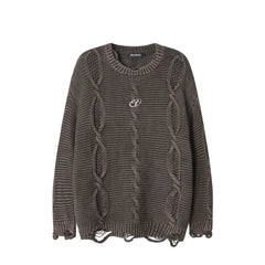 Acid Wash Cable Knit Sweater Newgew