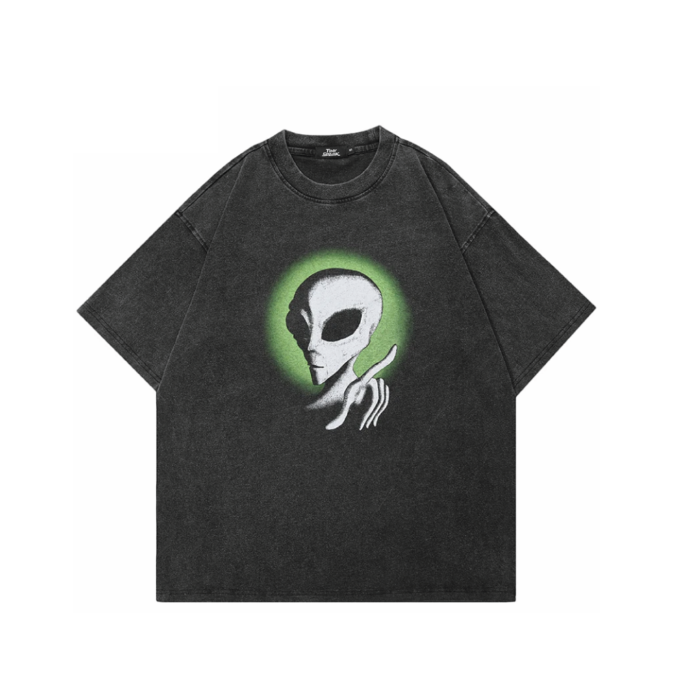 Alien Graphic Acid Wash T-Shirt Newgew