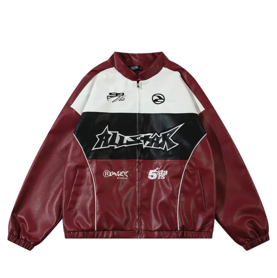 'Allstar' Faux Leather Racing Jacket Newgew