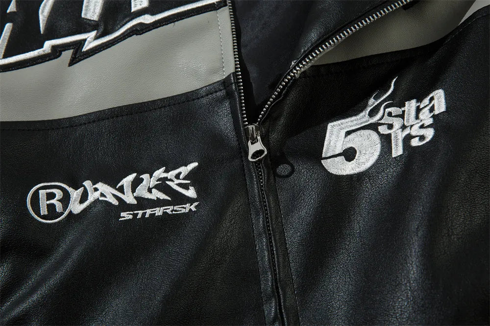 'Allstar' Faux Leather Racing Jacket Newgew