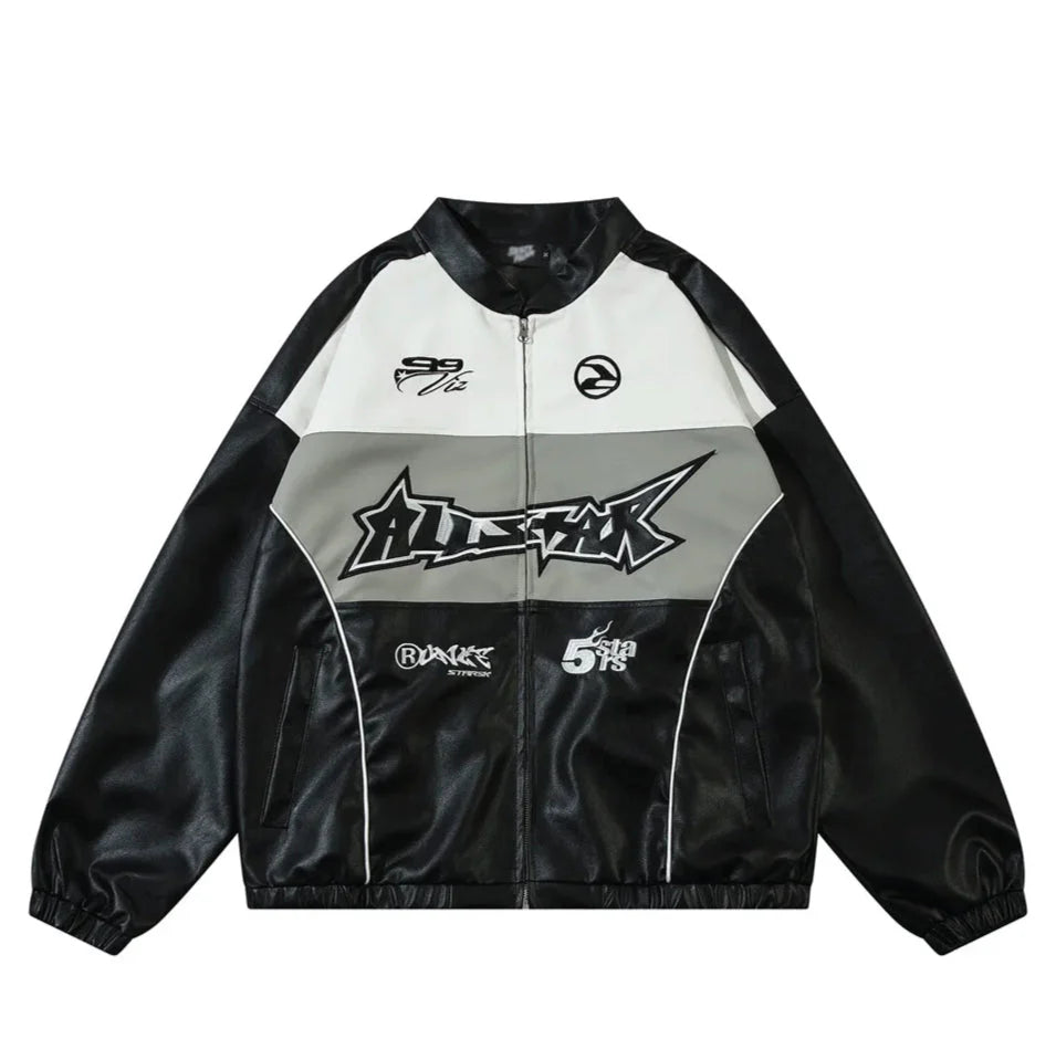 'Allstar' Faux Leather Racing Jacket Newgew