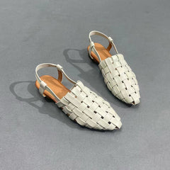 Almond Toe Woven Leather Sandals Newgew Shoes