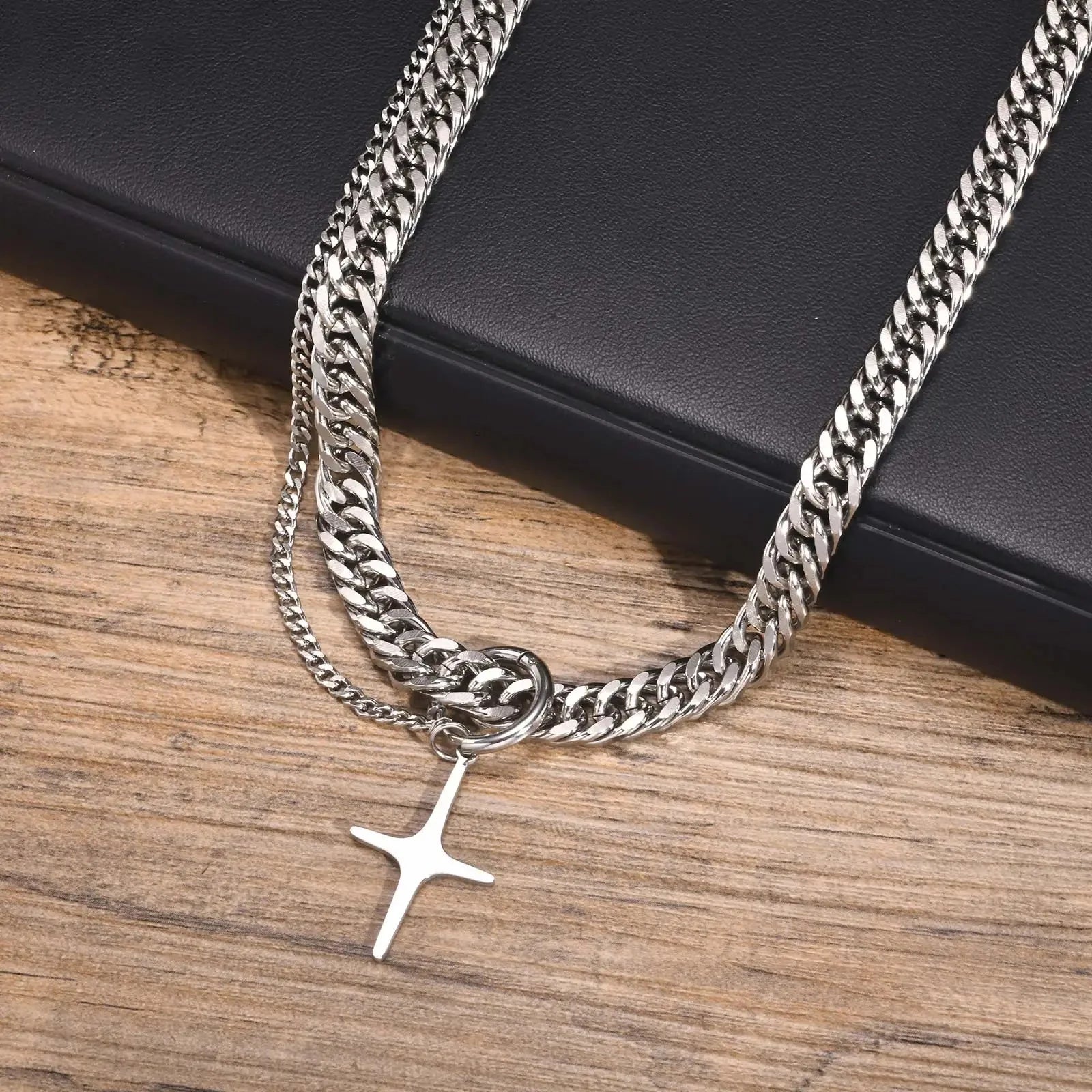 Astral Cross Chain Link Necklace Newgew