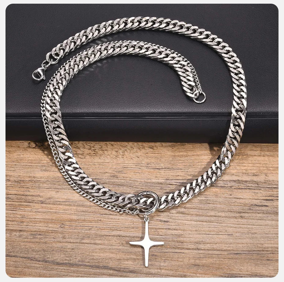 Astral Cross Chain Link Necklace Newgew