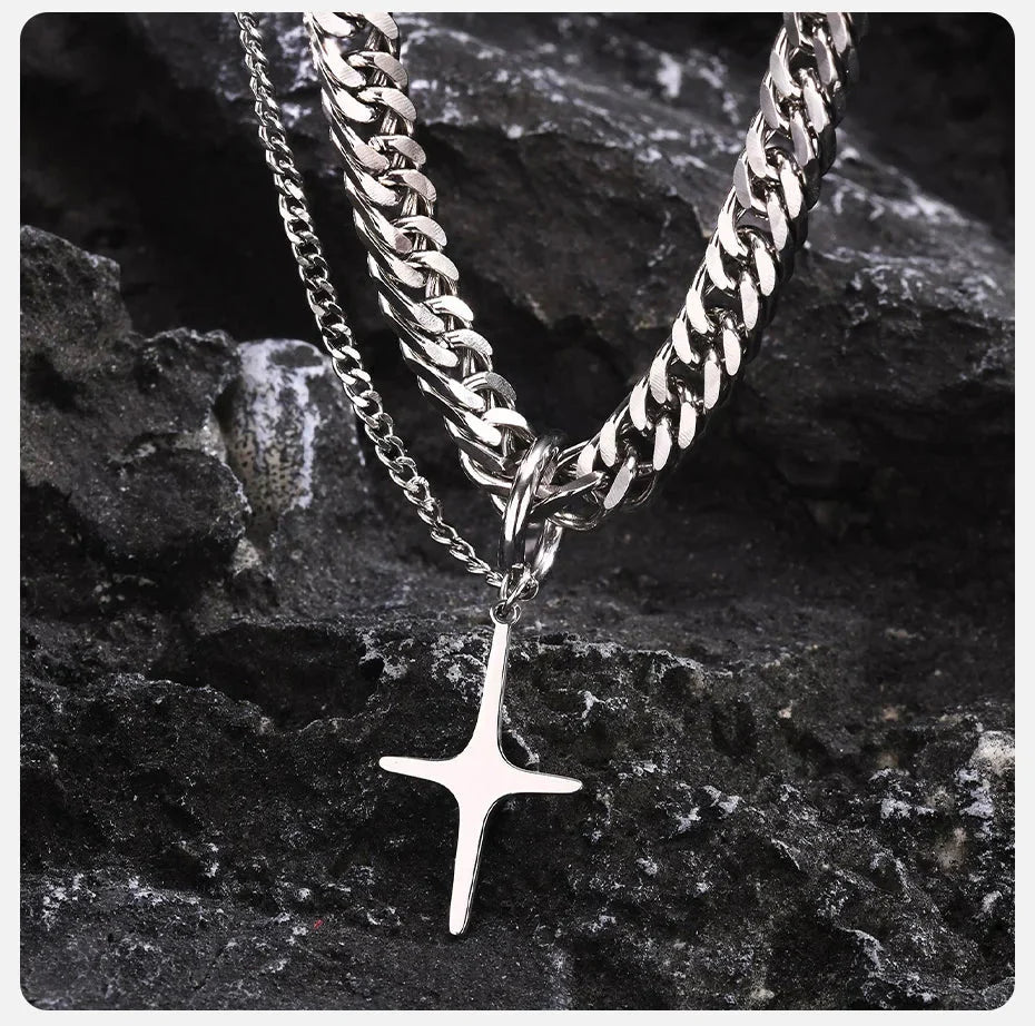 Astral Cross Chain Link Necklace Newgew