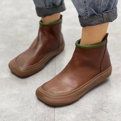 Autumn Retro Square Toe Rear Zipper Ankle Boots Newgew Shoes