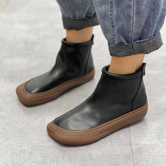 Autumn Retro Square Toe Rear Zipper Ankle Boots Newgew Shoes