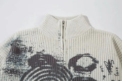 BORFEND Y2K Zip-up Rib Knit Sweater Newgew