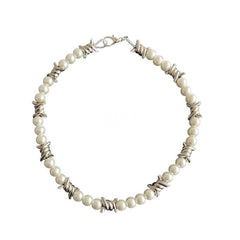 Barbed Wire Faux Pearl Necklace Newgew