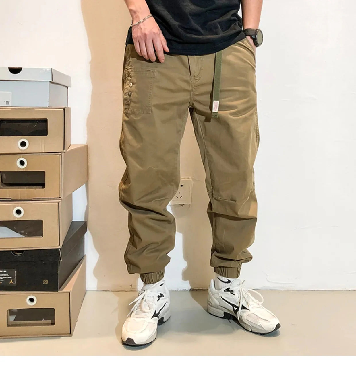 Belted Cuffed Cargo Pants Newgew