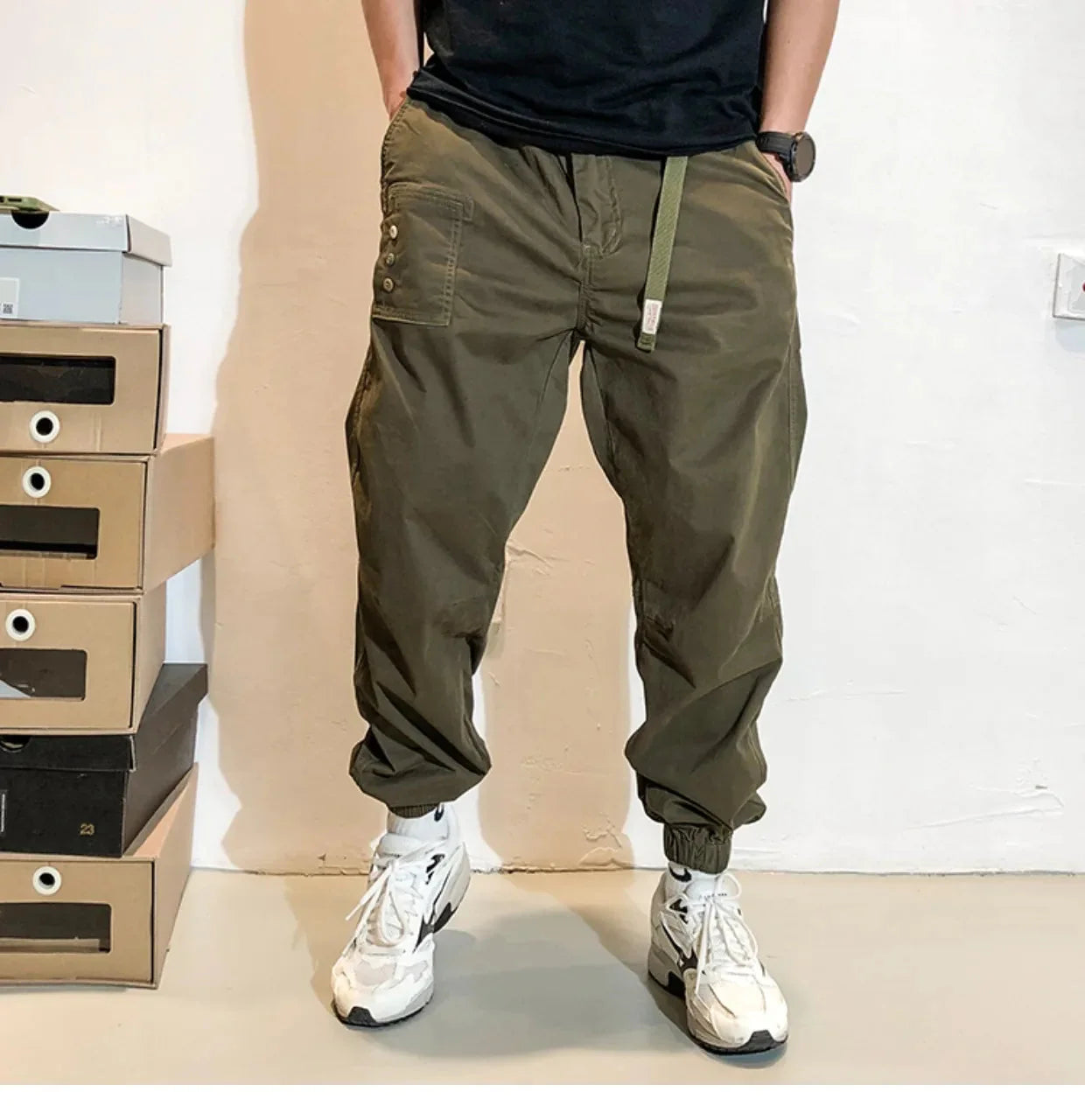 Belted Cuffed Cargo Pants Newgew