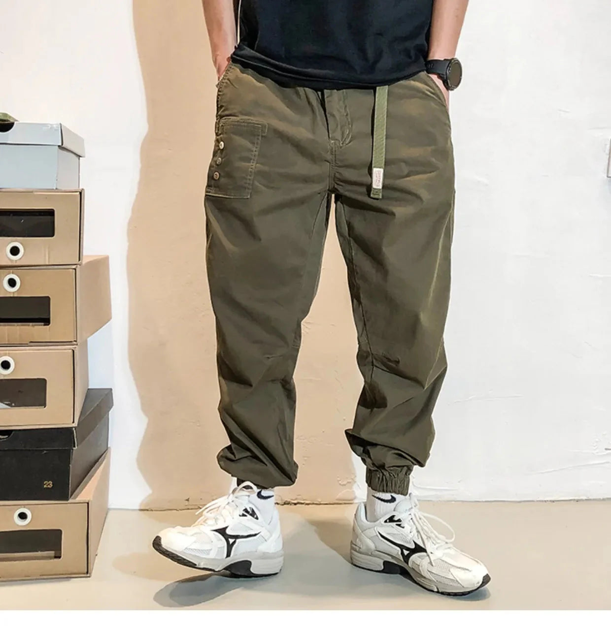 Belted Cuffed Cargo Pants Newgew