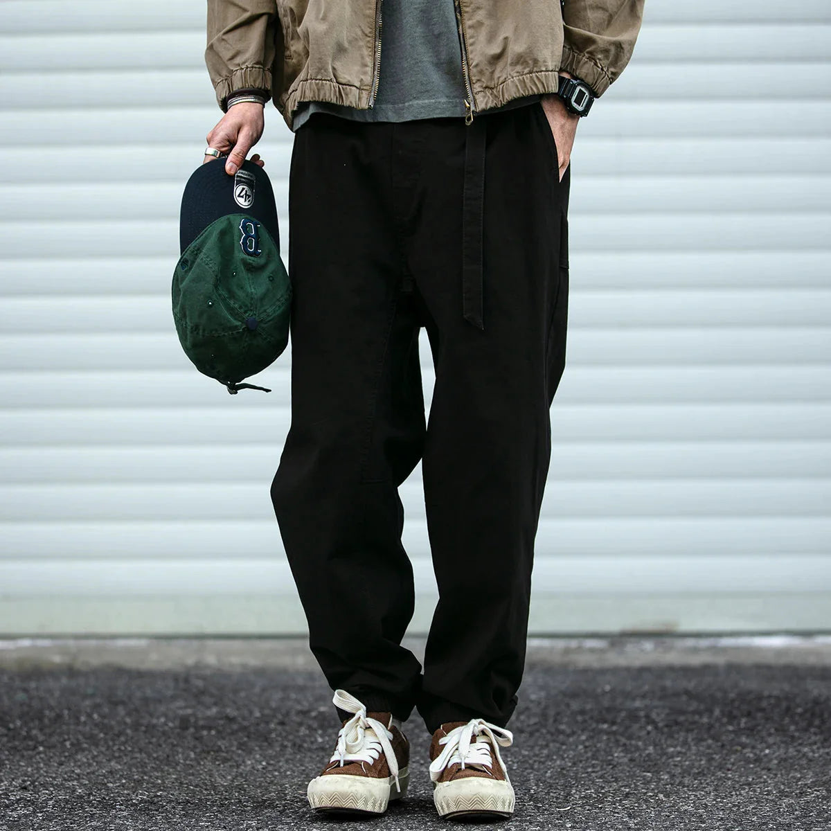 Belted Woven Utility Joggers Newgew