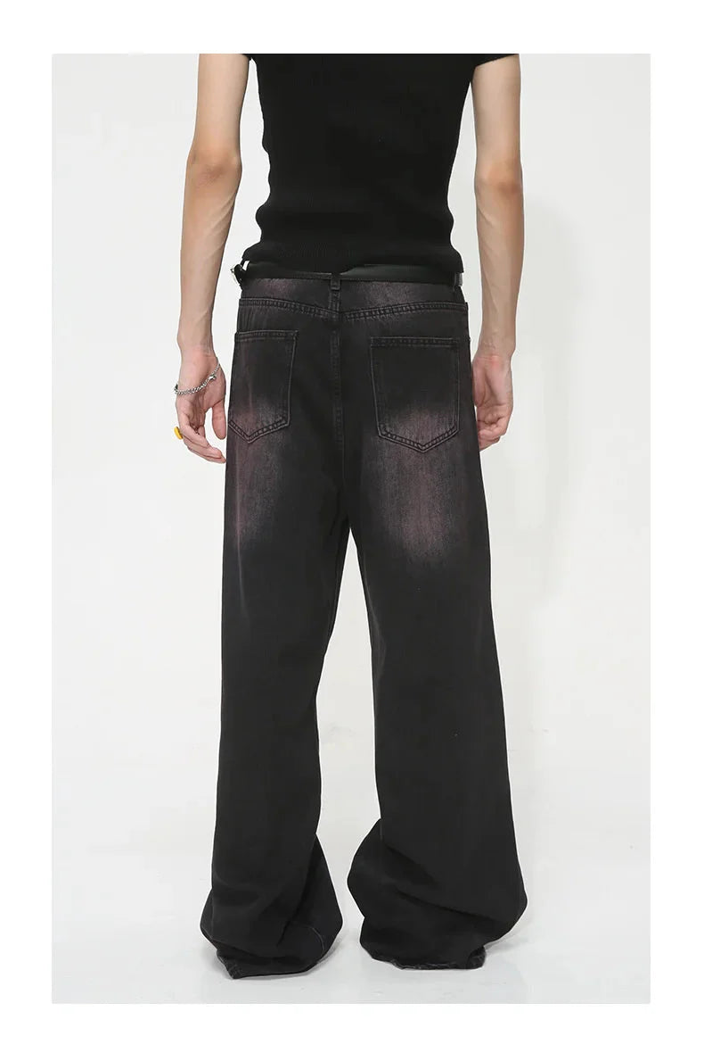 Black/Pink Fade Baggy Jeans Newgew