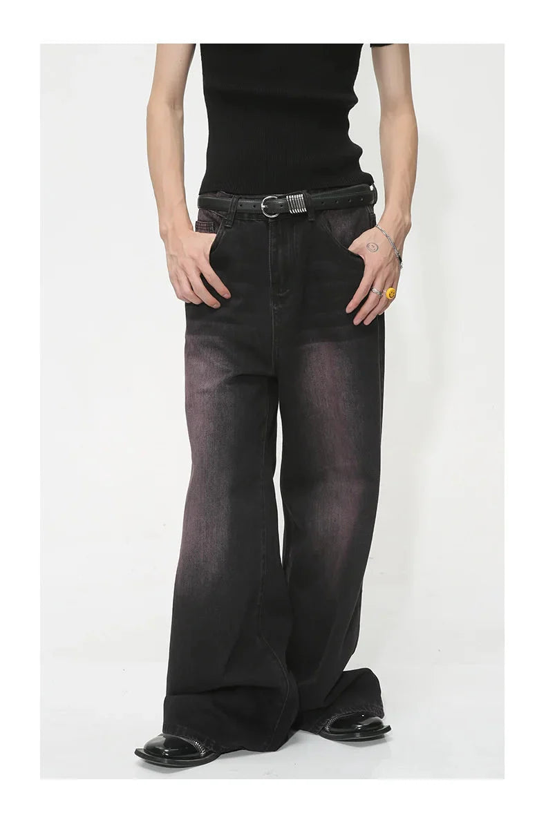 Black/Pink Fade Baggy Jeans Newgew