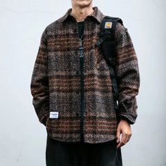 Boucle Texture Check Overshirt Newgew