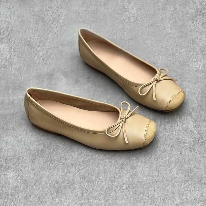 Bow Accents Square-toe Ballet Flats Newgew Shoes