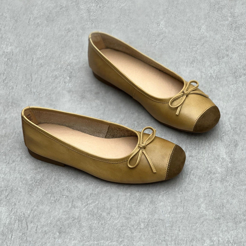 Bow Accents Square-toe Ballet Flats Newgew Shoes