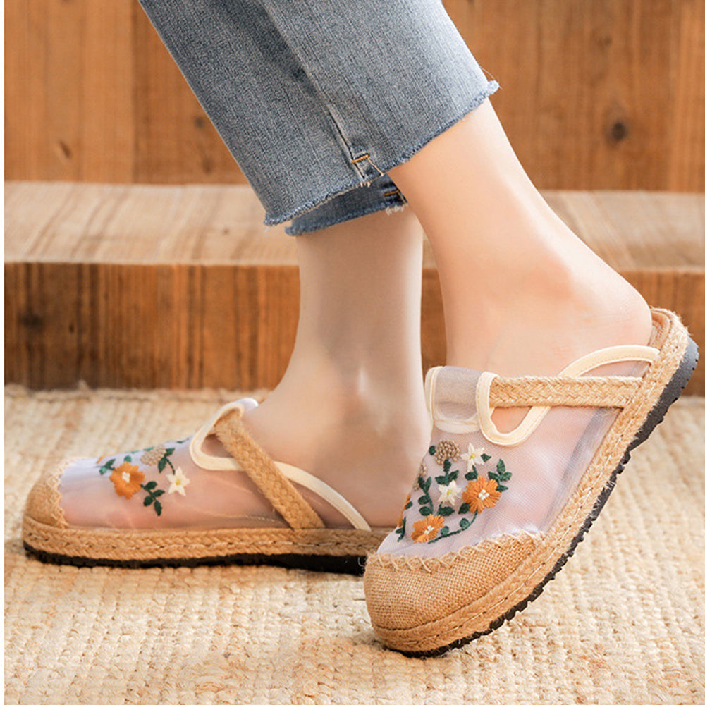 Breathable Mesh Embroidered Women Shoes Slippers Newgew Shoes