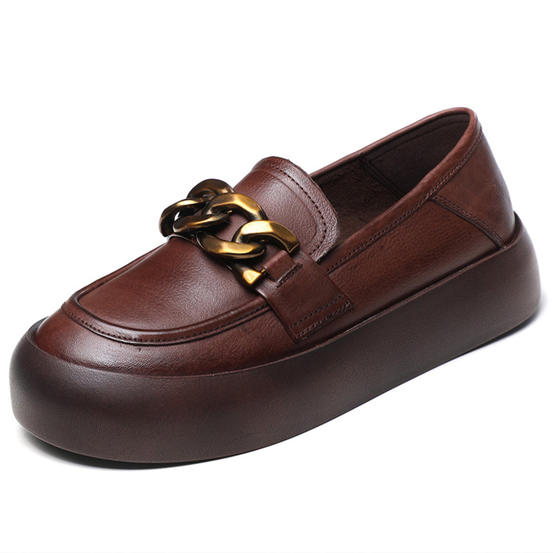 British Style Flatform Leather Shoes Newgew Shoes