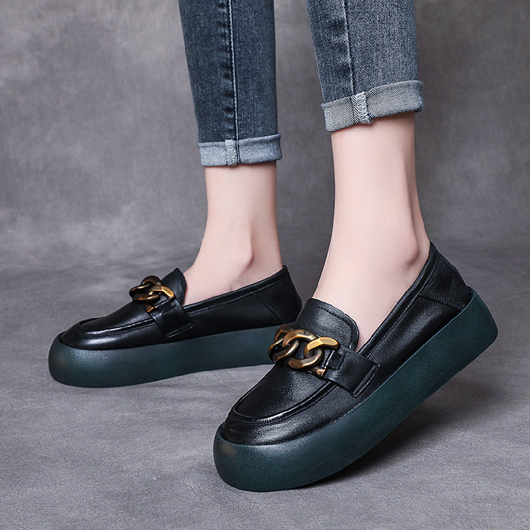 British Style Flatform Leather Shoes Newgew Shoes