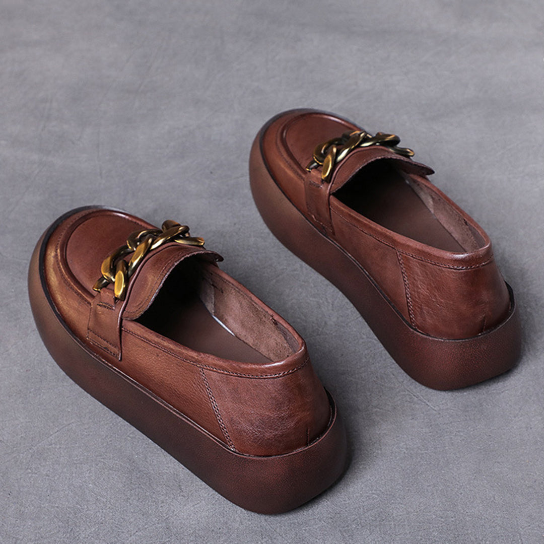 British Style Flatform Leather Shoes Newgew Shoes