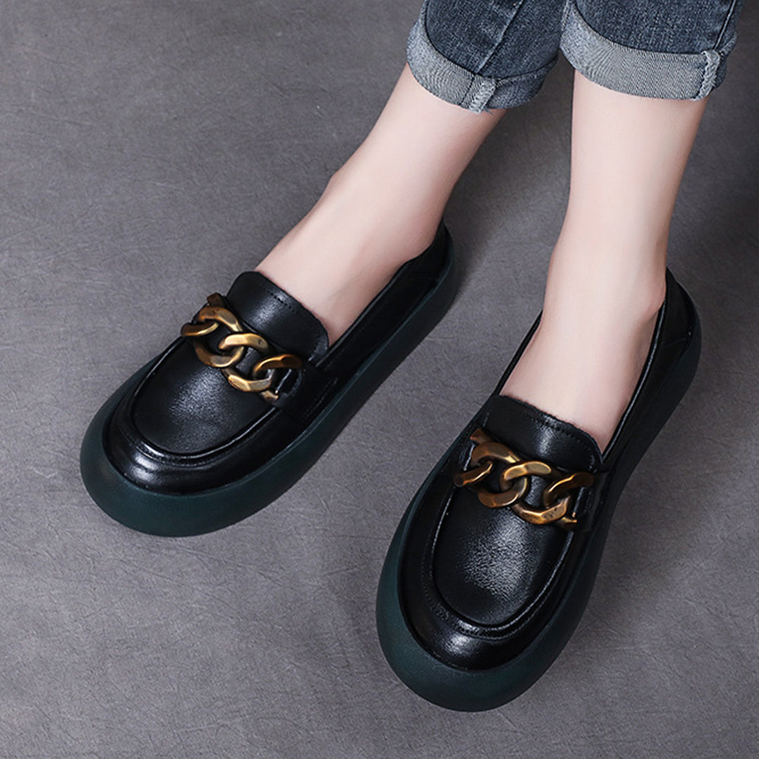 British Style Flatform Leather Shoes Newgew Shoes