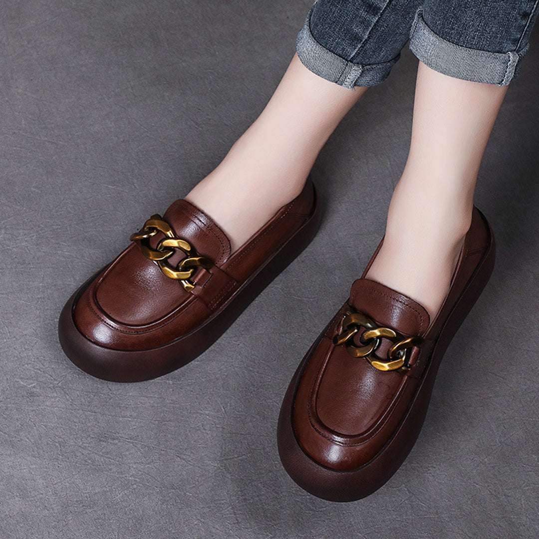 British Style Flatform Leather Shoes Newgew Shoes