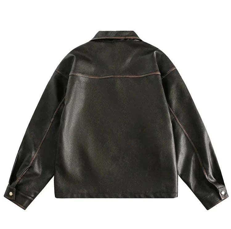 Butterfly Embossed Faux Leather Jacket Newgew