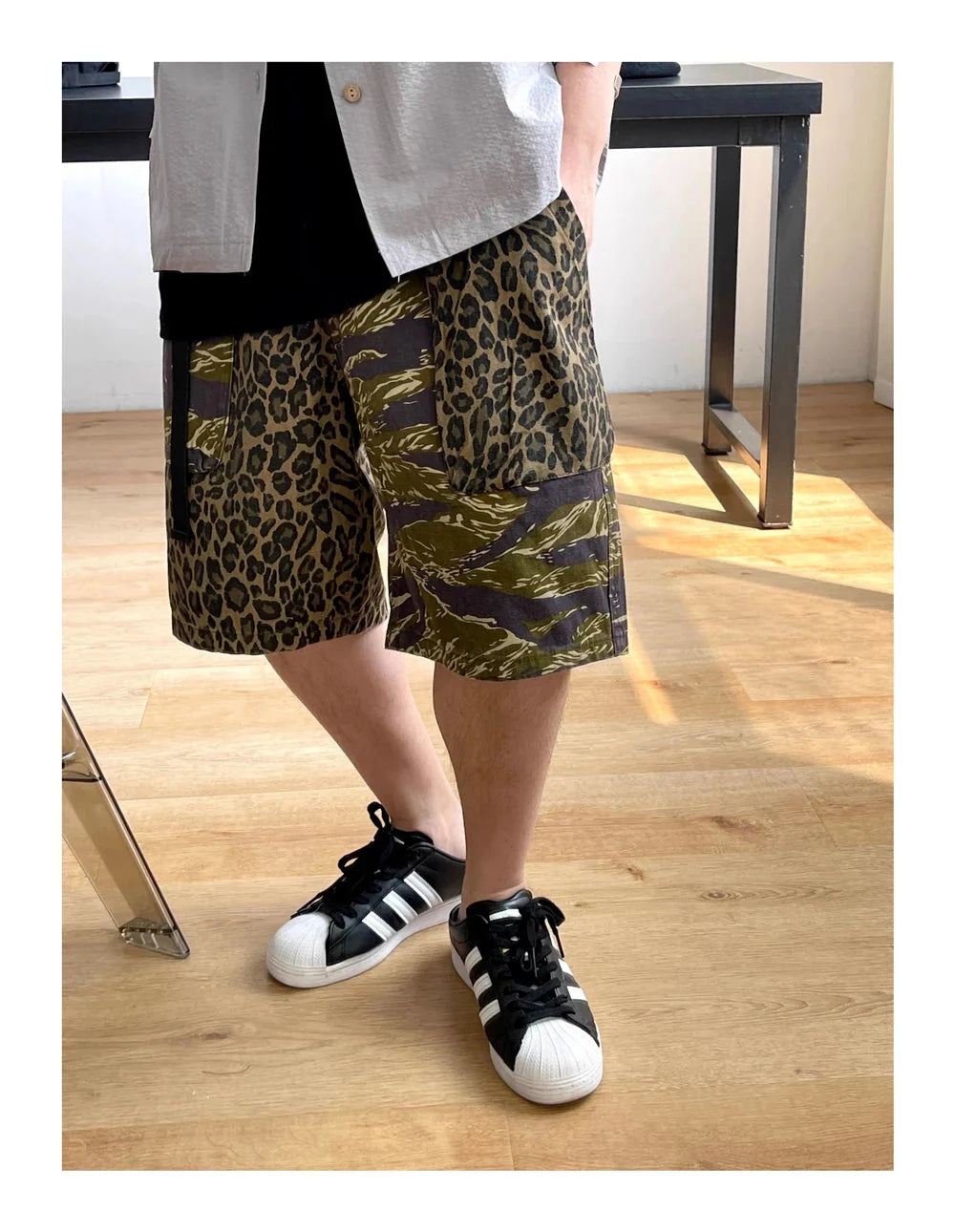 Camo/Animal Print Patchwork Shorts Newgew