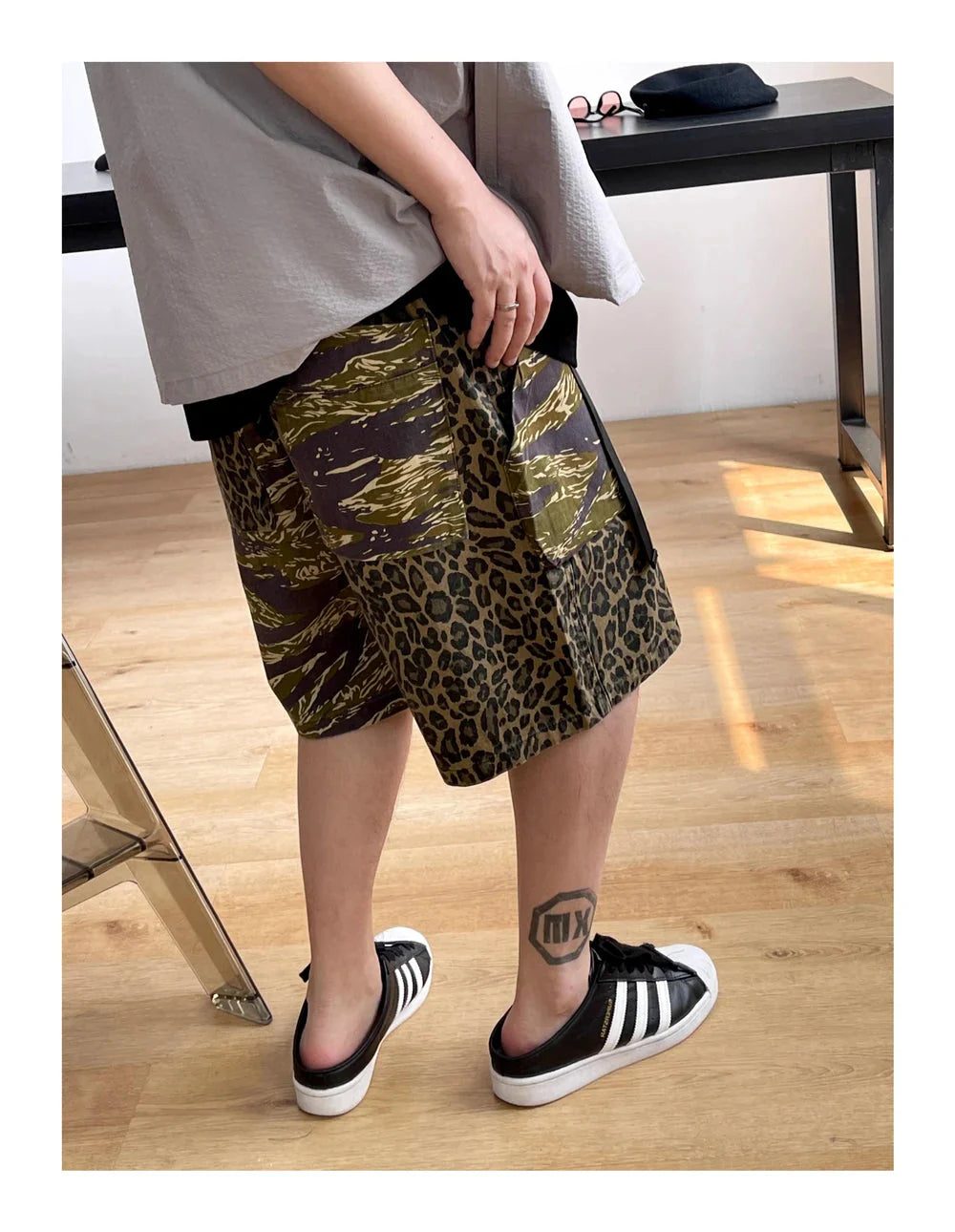 Camo/Animal Print Patchwork Shorts Newgew