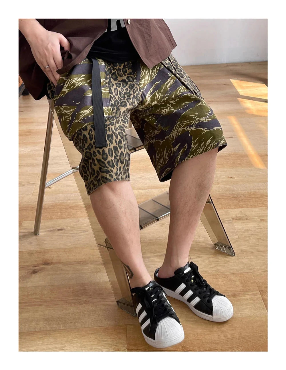 Camo/Animal Print Patchwork Shorts Newgew