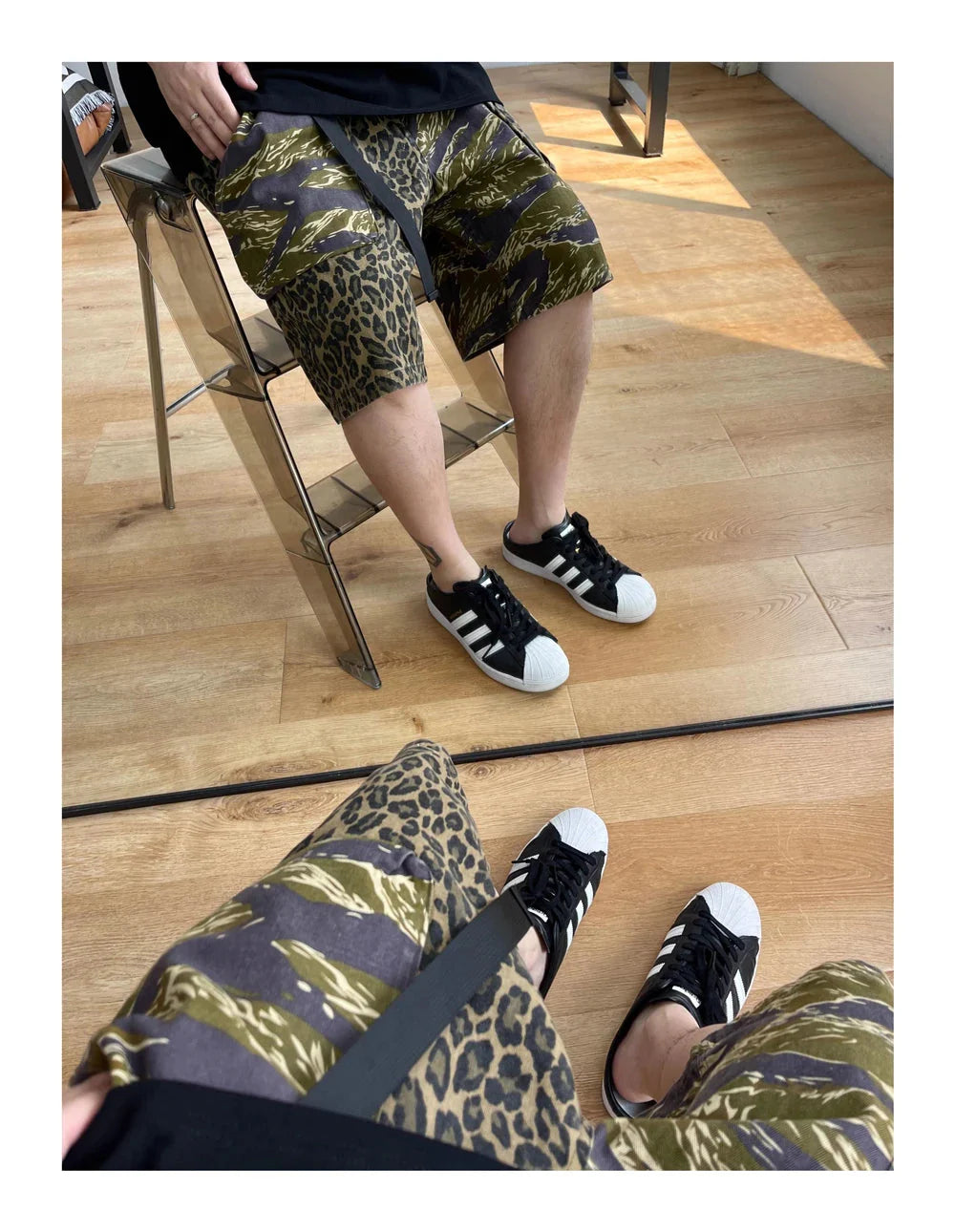 Camo/Animal Print Patchwork Shorts Newgew