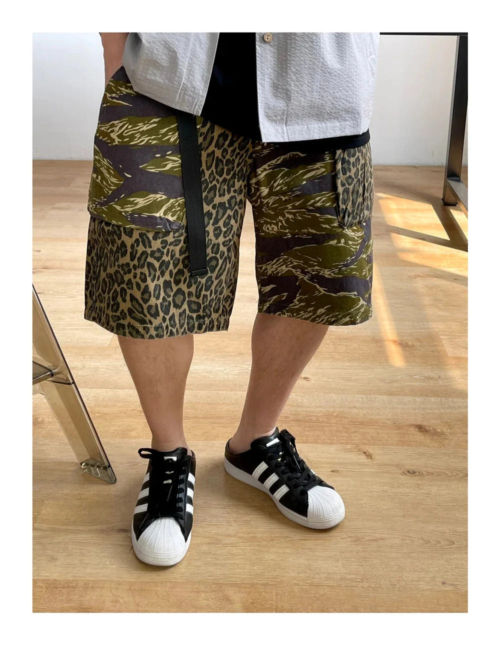 Camo/Animal Print Patchwork Shorts Newgew