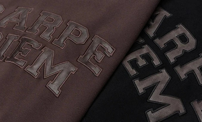 'Carpe Diem' Applique Hoodie Newgew