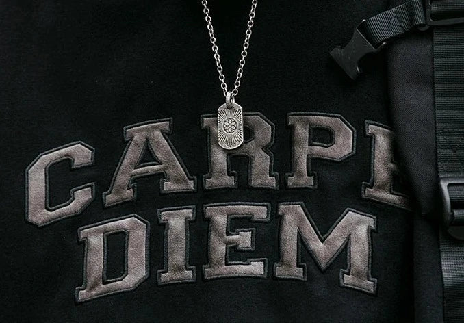 'Carpe Diem' Applique Hoodie Newgew