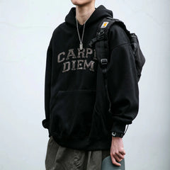 'Carpe Diem' Applique Hoodie Newgew