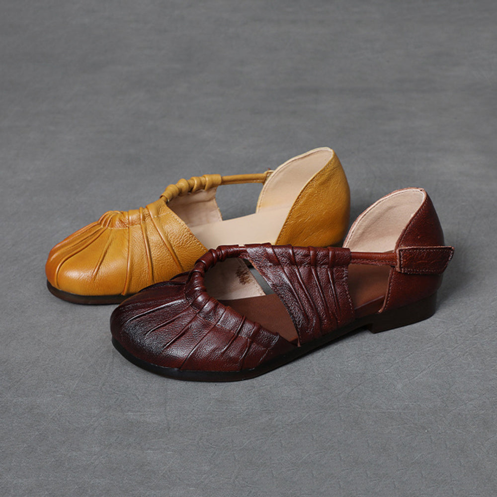 Closed Toe Pleated Flat Sandals Newgew Shoes